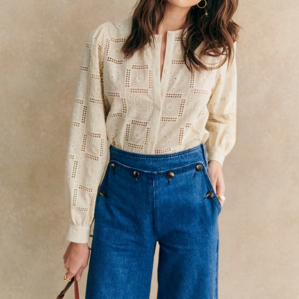 Sézane Amerie Shirt in Ecru, size small NWT